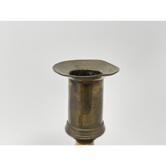 Vintage Queen Anne Brass Candlestick Taper Candle Holder 8.75” Square Base - Picture 3 of 6